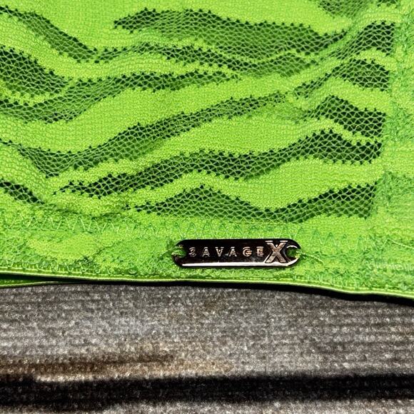 Savage X Fenty ' All Over Me Lace Bandeau Bralette (Green Tea)- Medium - Picture 2 of 5